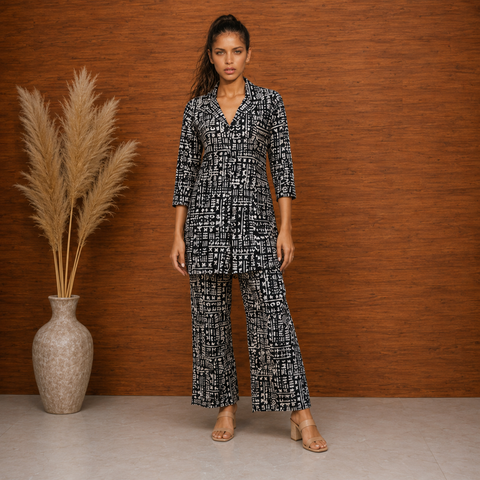 Black & White Printed Cotton Co-Ord Set