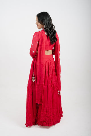 HOT PINK CROP SKIRT SET