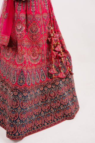 PINK RAW SILK BRIDAL LEHENGA SET