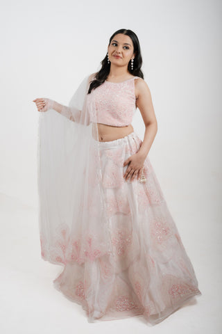 ROSE PINK CROP SKIRT SET