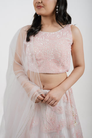 ROSE PINK CROP SKIRT SET