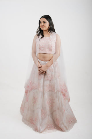 ROSE PINK CROP SKIRT SET