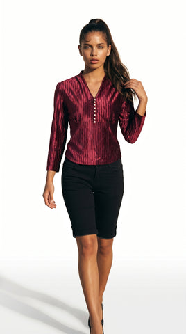 Burgundy Luxe Pleated Top