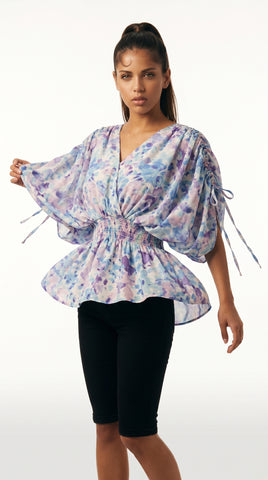Lavender Bloom Floral Peplum Top