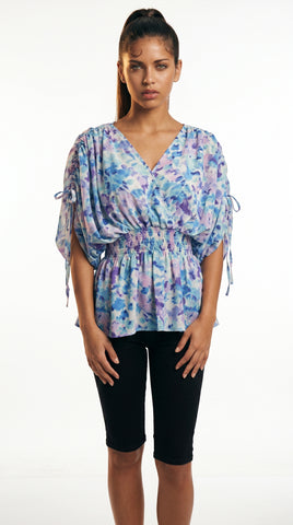 Lavender Bloom Floral Peplum Top