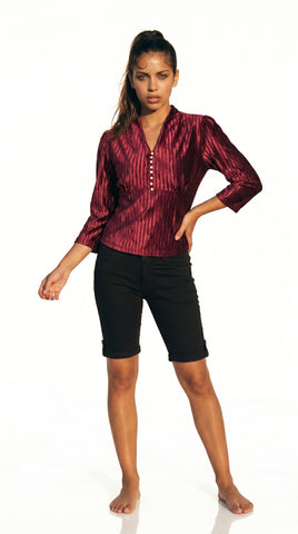 Burgundy Luxe Pleated Top