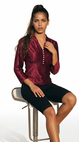 Burgundy Luxe Pleated Top